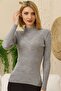 Women's Gray Self-Collared Ribbed Knitwear Sweater - 3
