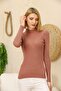 Women's Dusty Rose Self-Collared Ribbed Knitwear Sweater - 3