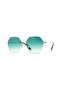 Women's Sunglasses Hexagon Design Gold Frame Green Glass