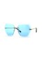 Women Sunglasses Geometric Glass Frame Blue Color Glass - 2