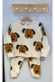 Children's Dog Patterned Cotton Sweatshirt Tracksuit Bottom-Top Set