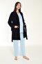 Welsoft Navy Blue Long Sleeve Maternity and Maternity Pajamas Set with Dressing Gown - 2