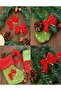 12Pcs Red Christmas Pine Tree Bow Ribbon New Year Christmas Party Decoration Ornaments 7.5x5cm - 6