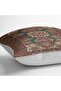 Digital Printed Pillow and Throw Pillow Cover with Persian Motif on Brown Background - 4