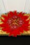 Red Vip Deluxe Bridal Handkerchief, Bead Pearl Sequin Detailed Luxury Guipure