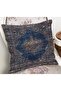 Digital Printed Pillow and Throw Pillow Cover with Ottoman Motif and Gold Detail on Dark Blue Floor - 2