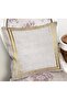 Gold - Antique Patterned Digital Printed Pillow and Throw Pillow Cover with Framed Motifs on Gray Background - 2