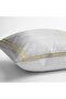 Gold - Antique Patterned Digital Printed Pillow and Throw Pillow Cover with Framed Motifs on Gray Background - 4