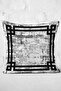Gray - Antique Patterned Digital Printed Pillow and Cushion Cover with Framed Motifs on Cream Floor - 3