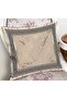 Gold - Beige Framed Motif Marble Patterned Digital Printed Pillow Cushion Cover on the Floor - 2