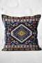 Digital Printed Pillow and Throw Pillow Cover with Iranian Motif and Rug Pattern on Dark Blue Floor - 3