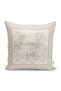Cream - Beige Framed Motif Antique Patterned Digital Printed Pillow Cushion Cover on the Floor