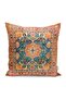 Traditional Patterned Digital Printed Pillow Cushion Cover with Butler Motif on Orange Background