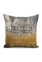 Gold - Digital Printed Pillow and Cushion Cover with Gold Motif Oil Painting on Gray Background