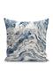 Digital Printed Pillow and Throw Pillow Cover with Antique Motif on Blue Background