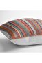 Red - Traditional Patterned Digital Printed Pillow Throw Pillow Cover with Butler Motif on Orange Background - 4