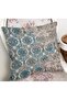Blue - Beige Woven Carpet On The Floor Motif Traditional Patterned Digital Printed Pillow Throw Pillow Cover - 2