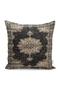 Black - Digital Printed Pillow and Throw Pillow Cover with Traditional Motif on Cream Floor