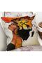 Ecru - African Women's Motif Abstract Pattern Digital Printed Pillow Cushion Cover on Orange Background - 2