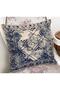 Dark Blue - Traditional Patterned Digital Printed Pillow Throw Pillow Cover with Ancient Motif on Cream Background - 2
