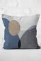 Brown-Blue Canvas Motif Modern Art Patterned Digital Printed Pillow Cushion Cover on the Floor - 3