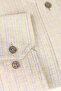 Men's Beige Striped Long Sleeve Classic Cut Collar Buttoned Shirt - 2