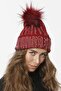 Stoned Folded Braided Beanie with Pompom Women's Winter Colorful Knitted Hat - 2