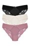 3-Piece Cotton Women's Briefs with Tulle on the Front and Lace Detail on the Back