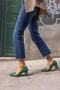 Barbara Women's Green Matte Leather Thick Heeled Shoes - 2