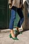 Barbara Women's Green Matte Leather Thick Heeled Shoes - 6