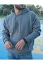 Men's Smoked Chest Vertical Printed Oversize Hooded Sweatshirt
