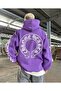 Large Size Hooded Horse Back and Sleeve Text Detail Oversize Sweatshirt