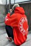 Large Size Hooded Horse Back and Sleeve Text Detail Oversize Sweatshirt - 3