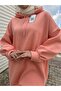 Extra Oversize Salmon Basic 3 Thread Cotton Raised Women's Sweatshirt 1003 - 2