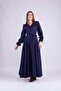 Women's Maxi Length Double Breasted Collar Long Sleeve Dress - 4