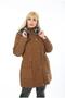 Women's Short Gabardine Curly Inside Large Size Coat Tan