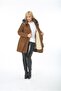 Women's Short Gabardine Curly Inside Large Size Coat Tan - 3