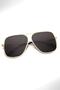 Women's Sunglasses Geometric Design Gold Frame Black Glass
