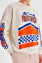 Ecru Oversized /Wide Cut Long Sleeve Printed Sweatshirt Tmnaw22Sw0579 - 3