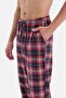 Red Jacket Collar Piping Plaid Woven Pajama Set - 5