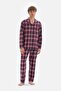 Red Jacket Collar Piping Plaid Woven Pajama Set - 6