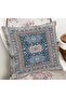 Digital Printed Pillow and Throw Pillow Cover with Rug Motif on Blue Background - 2