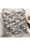 Beige - Gray Knit Motif Geometric Patterned Digital Printed Pillow Throw Pillow Cover on Gray Background - 2