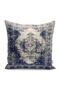 Local Patterned Digital Printed Pillow and Cushion Cover with Turkmen Motif on Blue Background