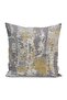 Digital Printed Pillow and Throw Pillow Cover with Modern Motifs and Antique Patterns on Yellow and Gray Background