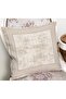 Cream - Beige Framed Motif Antique Patterned Digital Printed Pillow Cushion Cover on the Floor - 2
