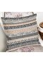 Cream - Digital Printed Pillow and Throw Pillow Cover with Scandinavian Motif Kilim Pattern on Gray Floor - 2
