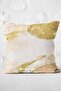Gold - Digital Printed Pillow and Cushion Cover with Gold Motif and Watercolor Pattern on Ecru Floor - 3