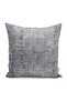 Gray - Anthracite Hand Woven Motif Antique Patterned Digital Printed Pillow Throw Pillow Cover on the Floor