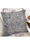 Gray - Anthracite Hand Woven Motif Antique Patterned Digital Printed Pillow Throw Pillow Cover on the Floor - 2